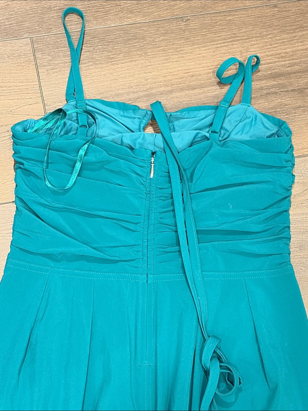 Athleta Teal Ruched Bodice Wide-Leg Jumpsuit - Picture 5 of 5